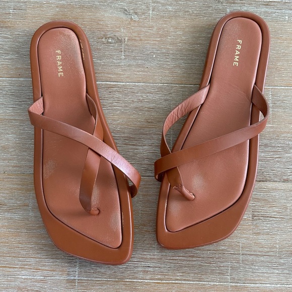 Frame Le montauk brown leather sandals - Picture 1 of 5